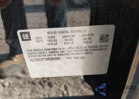 2017 Chevrolet Malibu Ls z USA, uszkodzony, nr VIN 1G1ZB5ST1HF283354